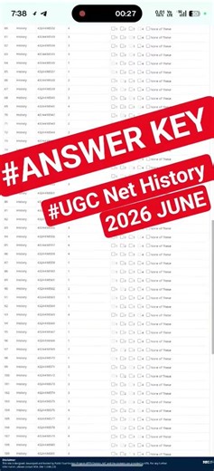 ANSWER KEYS // 2026 JUNE UGC NET // HISTORY #ugcnet #answer #answerkey #2026 #history #exam #india