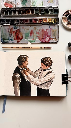 another day, another page 🫡 Slowly but surely I’m working my way to painting daily. I fell off the wagon a couple months ago due to mental health struggles but I’m glad to be getting back to it. 😁 Being creative isn’t just for artists, it’s good for your brain and your mood. It helps you figure stuff out in new ways, get your feelings out, and make life feel a little more fun. So here’s your sign to go be creative today!✨ #watercolor #watercolorart #painting #art #process #sketchbookpainting #