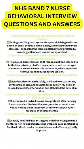 NHS Band 7 Nurse Behavioral Interview Questions and Answers #interview #nhs #uknurses #shorts #learn