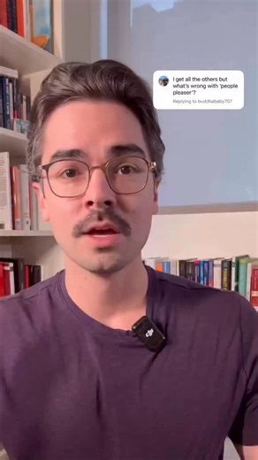 I don’t like how popular the term people pleaser has become because I think it obscures more than it helps. I think that it’s too easy to overidentify with and doesn’t actually help you reflect on what behaviors you need to change to get better. For more of my take on people pleasers, check out Myth #19 “I Am a People-Pleaser Because I Defer to You,” from @towerofpsychobabble . PS. There is nothing wrong with being agreeable, giving, or a peacekeeper. It’s only when you are locked into being the