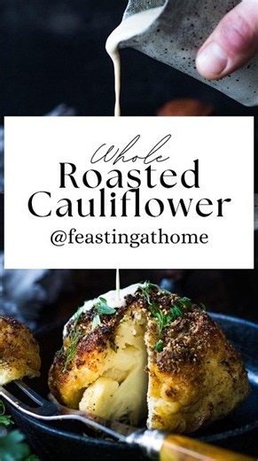 Whole Roasted Cauliflower with Tahini Sauce