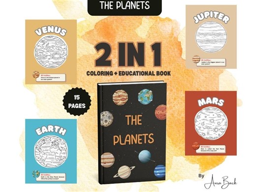 The Planets Printable Coloring Book | Educational Solar System Activities for Kids | 15 Page Digital Download Science Worksheets - Etsy