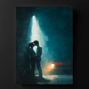 Queer Art - Gay Men Kissing in Alley - "ticketable Offense" Vertical Canvas Print Ready to Hang - Moody and Evocative Wall Decor - Etsy