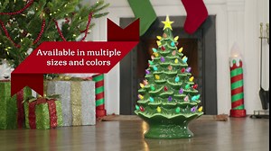 Mr. Christmas Nostalgic Ceramic Christmas Tree with LED Lights Indoor Decoration, 18 Inches, Light Blue