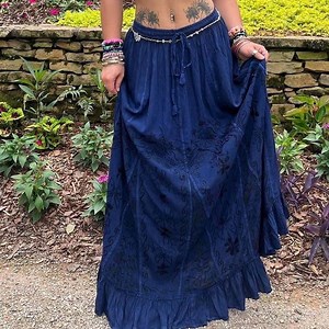 Fairy Boho Hippie Flowy Skirt, Vintage Vibe Embroidered Maxi Skirt,forest Hippie Cottage Core Long Skirt,floral Patchwork Summer 60s Skirt - Etsy