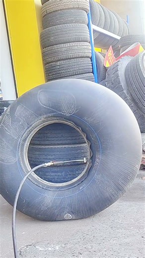 Inflating a Massive Rubber Inner Tube for Heavy Vehicles