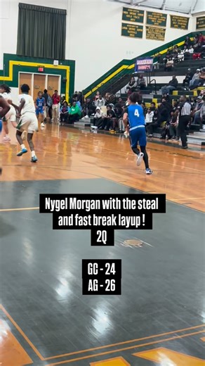 Neuse News Sports on Instagram: "Nygel Morgan with the steal and fast break layup ! 2Q GC - 24 AG - 26"