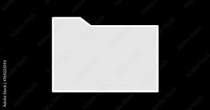 Folder icon simple animation. Storage concept. White folder icon on black background