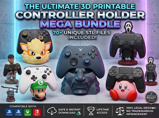 70+ Controller Stand STL Files, PS5 PS4 Xbox Joystick Holder 3D Print Models, Gaming Setup Accessories, 3D Printer Digital Download - Etsy