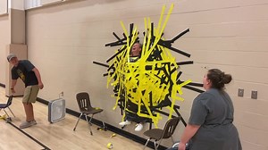 Because they had the best ACT Aspire test scores in the Coop, Salem Elementary students celebrated by sticking Mrs Wiseman to the wall! We are so proud of these students, teachers, faculty and the community! #gohounds | Salem School District