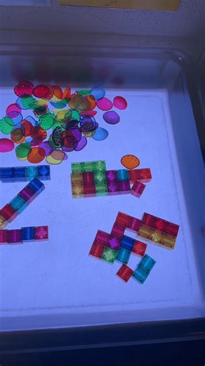 New favorite at the light table ✨ Check out these translucent magnetic cubes and shells—the kids are stacking, sorting, and exploring nonstop. Bright, colorful, hands-on fun (and great fine motor practice!). Both are linked on my Amazon storefront! | Preschool Vibes