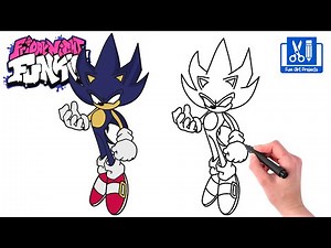 How To Draw Dark Sonic (Super Sonic Smackdown) | Como Dibujar Friday Night Funkin FNF Step By Step