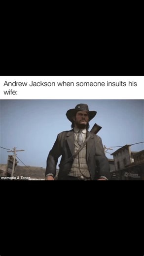 Historically Accurate Memes on Instagram: "in 1806, a attorney, horse breeder, and plantation owner named Charles Dickinson accused Andrew Jackson of cheating on a horse race bet and also made personal insults against Rachel Jackson, Andrew's wife. Jackson, enraged, challenged the man to a duel. Dickinson got the first shot, which hit Jackson, but Jackson returned fire and killed Dickinson. Jackson would of course survive the wound and became the 7th president of the United States of America 23 