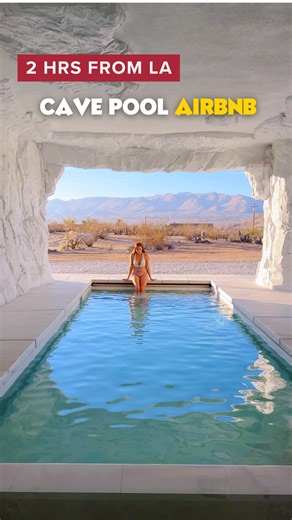 Melissa | Los Angeles, California | This unique cave pool airbnb in Joshua Tree, California will transport you to Greece🏠 Just 2 hours from LA, it’s the perfect weekend... | Instagram