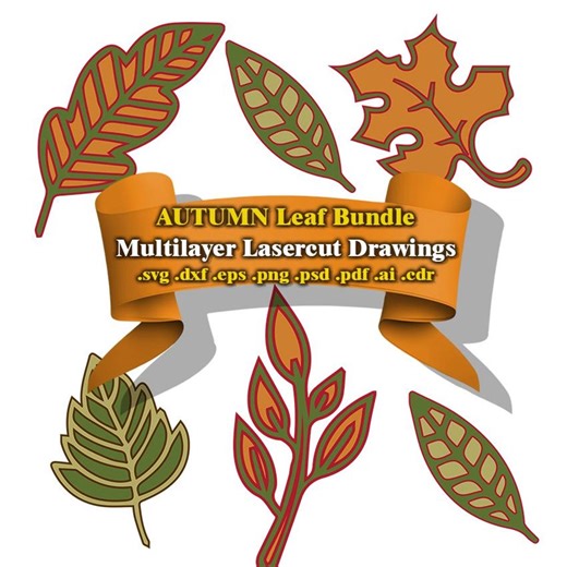 3D Autumn Leaf SVG Bundle Multilayer Fall Foliage Laser Cut Files Nature Pattern