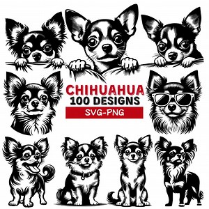 Chihuahua SVG Bundle, 100 Designs, Cute Dog Clipart, Vector Chihuahua PNG, Pet Silhouette Art, Digital Download for Cricut, Laser Cut Files - Etsy