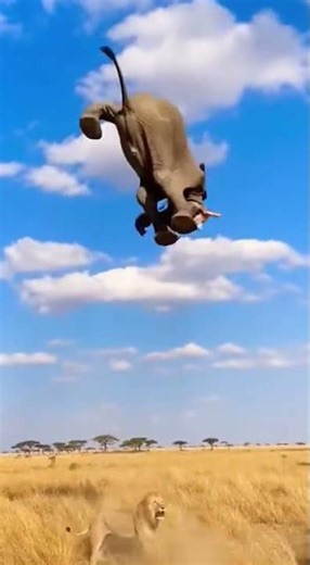 Can an Elephant Save a Baby from a Lion Attack? 🐘🦁 | Wild Rescue Short #Nature #danger 🌍