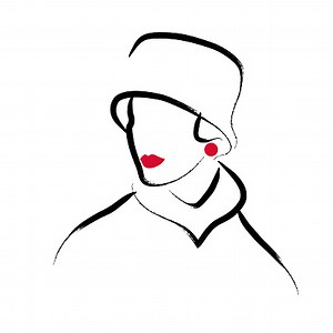 Vector artistic hand drawn stylish young lady portrait isolated on...