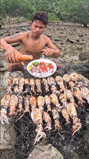Making Raw SQUID Salad With Grilled SQUID! 👌