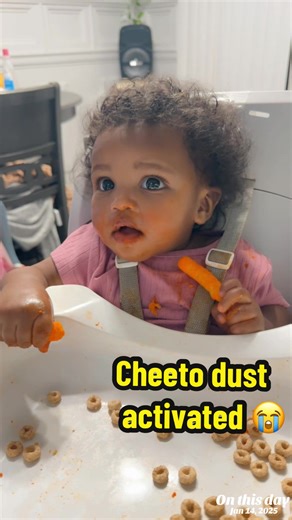 Tiny Taste Tester takes her job VERY seriously 😭🧡 Cheeto dust everywhere= review complete #TinyTasteTester #Cheetos #BabyTok #FoodieBaby #MomTok