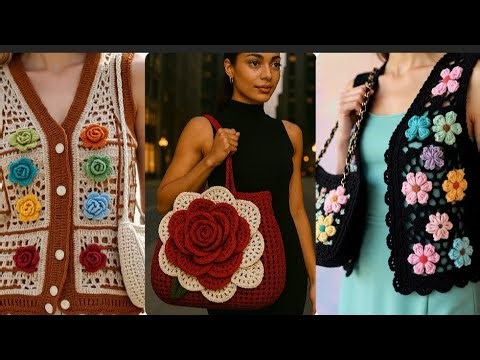 Cute crochet art/ viral crochet tote bag/ trendy crochet openwork tops/ play with bright colors ♥️