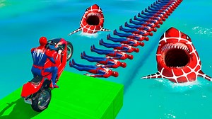 GTA V Epic New Stunt Race For Car Racing Challenge by Quad Bike, Cars and Motorcycle, Spider Shark #144 | Gamer 007