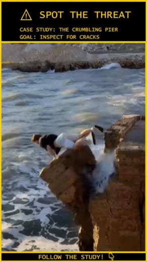 Human.Error.Study on Instagram: "ANALYSIS: He Trusted the Stone. The Ocean Took It Back. ⚠️ Video Credit: Viral / @shifer_what Case File: 258-STRUCTURAL-COLLAPSE Location: Coastal / Marine Environment Status: Submerged / High Impact Fall The Tactical Analysis: The False Foundation: The subject attempts a jump from a bridge/seawall onto a detached stone support column. In coastal environments, salt water and constant wave action cause "Internal Erosion" in masonry. To the eye, the stone looks sol