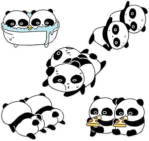 Cute Panda Stickers; Waterproof Tearproof Decals for Laptops, Tumblers, Journals, Phones, Luggage, Cars; Funny Original Designs