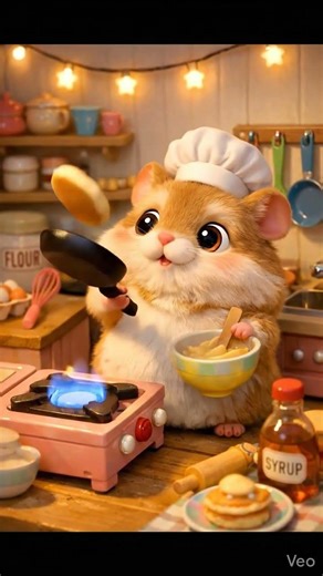Tiny Hamster Chef Cooking Pancakes 🥞🐹 | Cutest Mini Kitchen Ever! #shortvideo #shorts