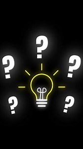 Download Animation of a yellow light bulb surrounded by white question marks. Represents brainstorming, ideas, and problem-solving concepts. Alpha channel for free
