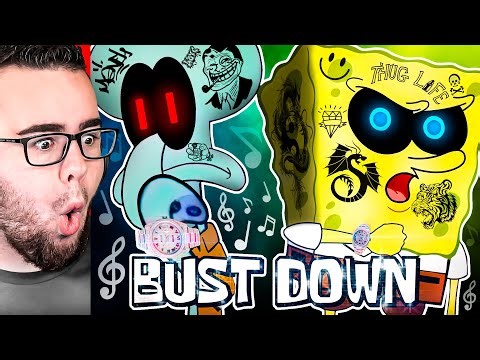 Reacting to GANGSTER SPONGEBOB RAP ft SQUIDWARD