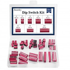 40pcs Double Row Dip Switch Kit, Slide Type Dip Switch 1 2 3 4 5 6 8 10 Position 2.54mm PCB Mountable On Off Toggle Button for Circuit,Breadboard