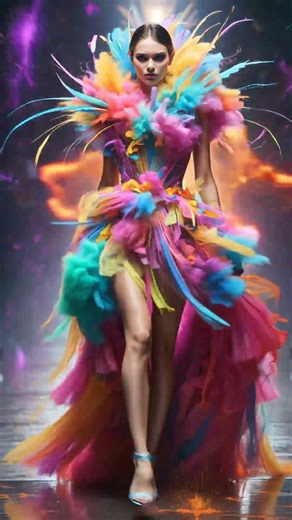 A Dress Made of 100 Exploding Colors 🌈✨