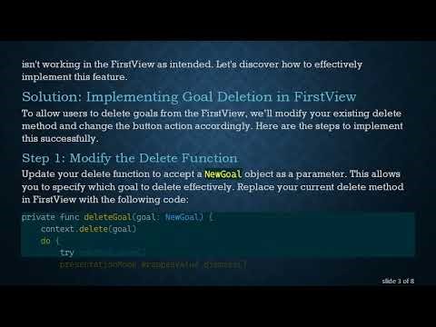How to Delete Goals in Core Data with SwiftUI