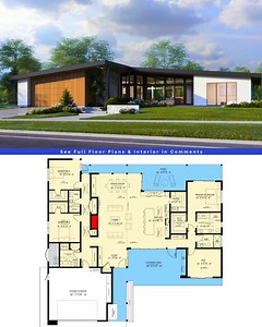 14K views · 120 reactions | Explore the features of this Beautiful Mid Century Modern Home Plan with Outdoor Kitchen. | Cozy House Plans | Facebook