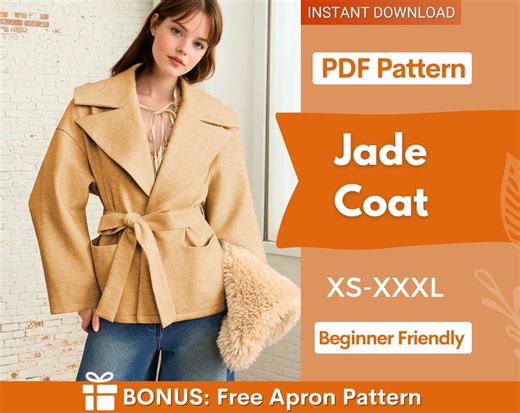Coat Sewing Pattern With Lining | Winter Coat Sewing Pattern | Belted Coat Pattern | Winter Jacket Sewing Pattern PDF | Women Sewing Pattern - Etsy