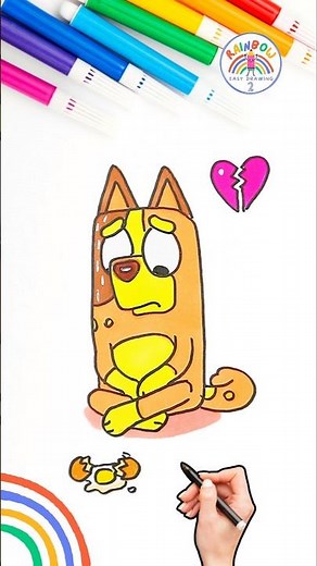 How to Draw Bluey | Draw Bluey Sad Chilli Easy Drawing 🌈🐶 #bluey #short #drawing #forkids #sad