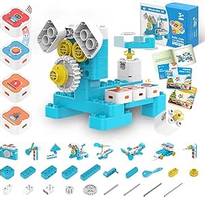 WhalesBot A1 Coding Toy for Kids, Building Block Robot, Fun STEM Toy with Magnetic Controller and Sensor Blocks, Screen-Free Coding with 3 Guide Books for Kids 3-6