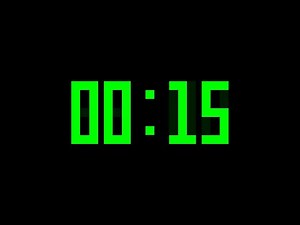 15 Seconds Countdown Timer with Alarm & Time Markers / Chapters - Digital Display - Green - v2