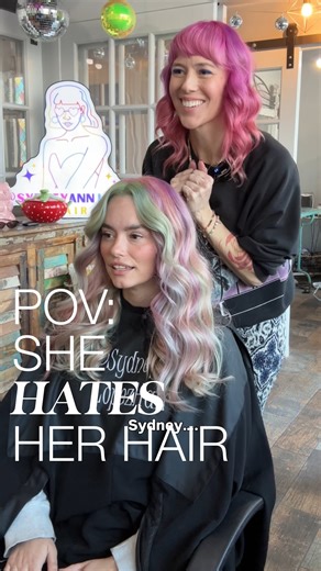 Sydney Lopez 🌈 Rainbow Hair Edu 🌈 Social Strategies on Instagram: "🦄🥹 Client consultation gone… wrong?! 🥹🦄 She gave me full creative freedom🎨 no inspo pics, no rules, just “do your thing.” We’ve been together for over 12 years, and I’ve never done a single look she didn’t love… until now. 😬✨ 🌈🪩 Over the years we’ve done EVERYTHING (and I mean everything) dark purples, teals, mints, baby blues, silvers, icy blues, mint greens, pinks, reds, neon yellow: literally the whole rainbow and ev