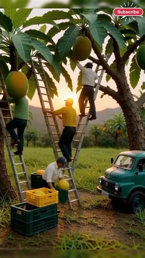 “Miniature Mango Harvest 🥭 | Tiny Farmers in a Tropical Dream”
