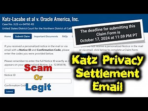 Katz Privacy Settlement Email. What's the legitimacy of Katz Settlement dealing with Oracle America?