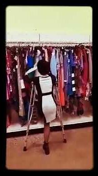 How to rummage through clothes with crutches while shopping