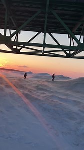 Here is a video version of under the Mackinac Bridge at sunset with high winds. (Never assume that ice is stable. We recommend that you stick to the shoreline.) | Mackinac Island Ferry Company Star Line