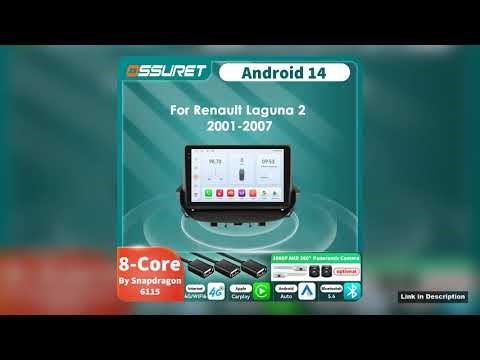 6115 Carplay Android 14 Autoradio For Renault Laguna 2 2001 2007 Car multimedia player GPS 360 Cam S