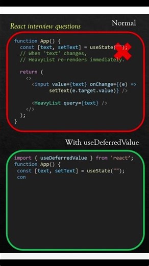 ⚛️useDefferedValue- improve reactJS app performance #shorts #viral