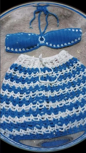 moda praia biquini infantil de crochê