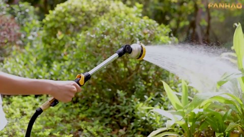 FANHAO Metal Garden Hose Wand, 16-Inch Heavy Duty Watering Wand with 9 Spray Patterns, 180° Rotating Long Garden Hose Nozzle Thumb Flow Control, Ideal to Water Hanging Baskets and Shrubs -Green