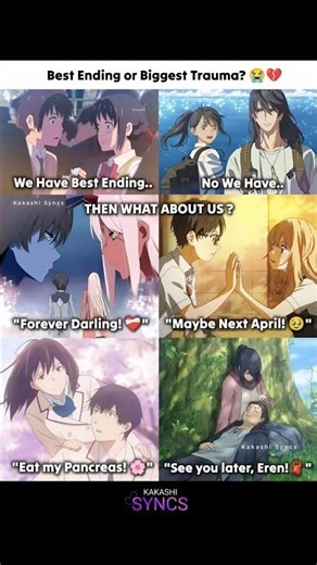 Most PAINFUL endings in anime! ❤️‍🩹🥀 | #ZeroTwo #AttackOnTitan #YourLieInApril #DarlingInTheFranxx