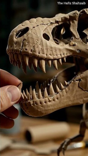 🦖 How to Make a T-Rex Dinosaur Model with Cardboard | Ultra Realistic AI 3D Model #Shorts